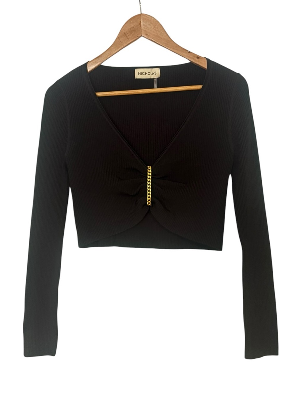 Nicholas Alma Ribbed Long-Sleeve Crop Top - Picture 2 of 5